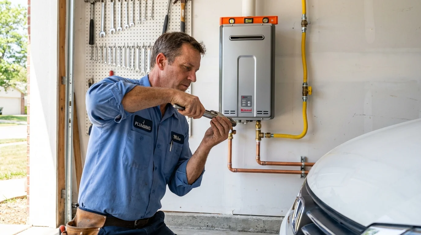 Tankless water heater installation by a Johns Plumbing LLC plumber in Harper